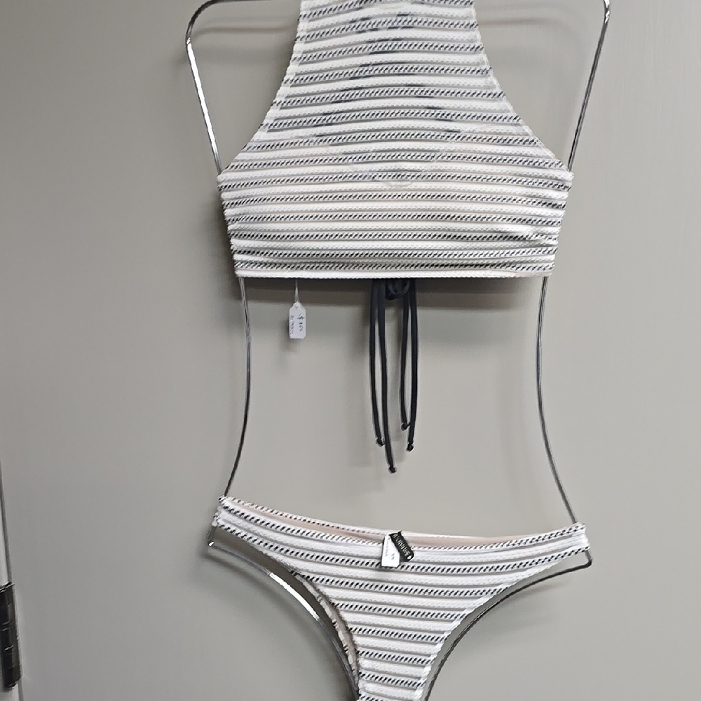 Striped Halter Bikini Set